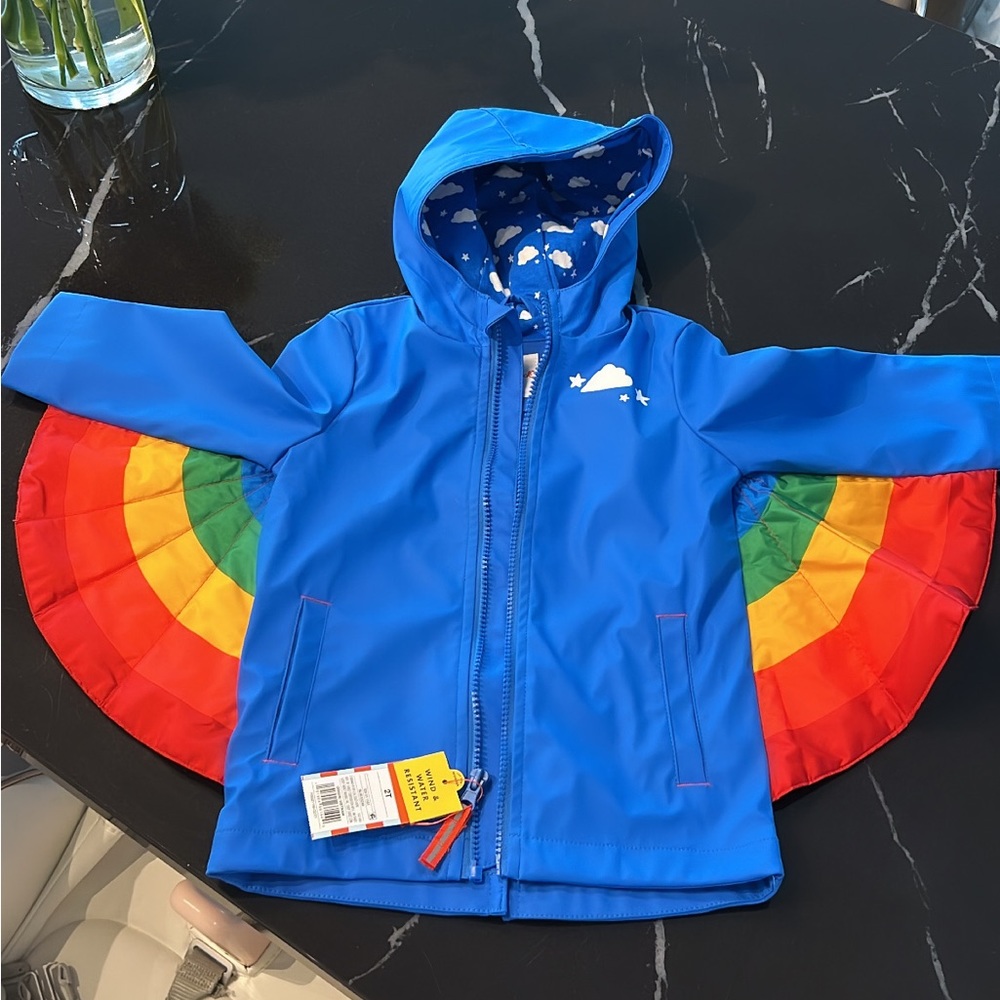 Rainbow rain coat unisex NWT 2T